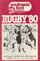 Australian Universities v New Zealand 1980 rugby  Programmes